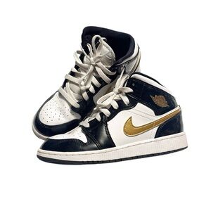 Kids Nike Air Jordan Black and Gold Sneakers